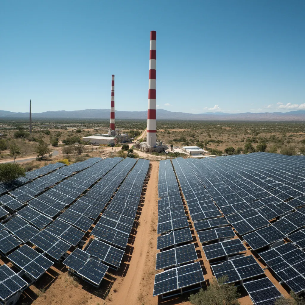 Paneles solares integrados en una planta de energía